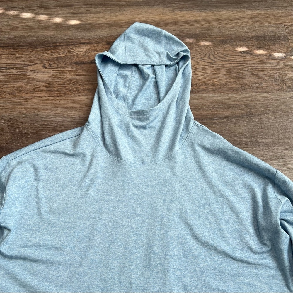 ❄️ Athleta Uptempo Hoodie Heron Blue Heather Large Lightweight Athletic Pullover - Picture 3 of 8